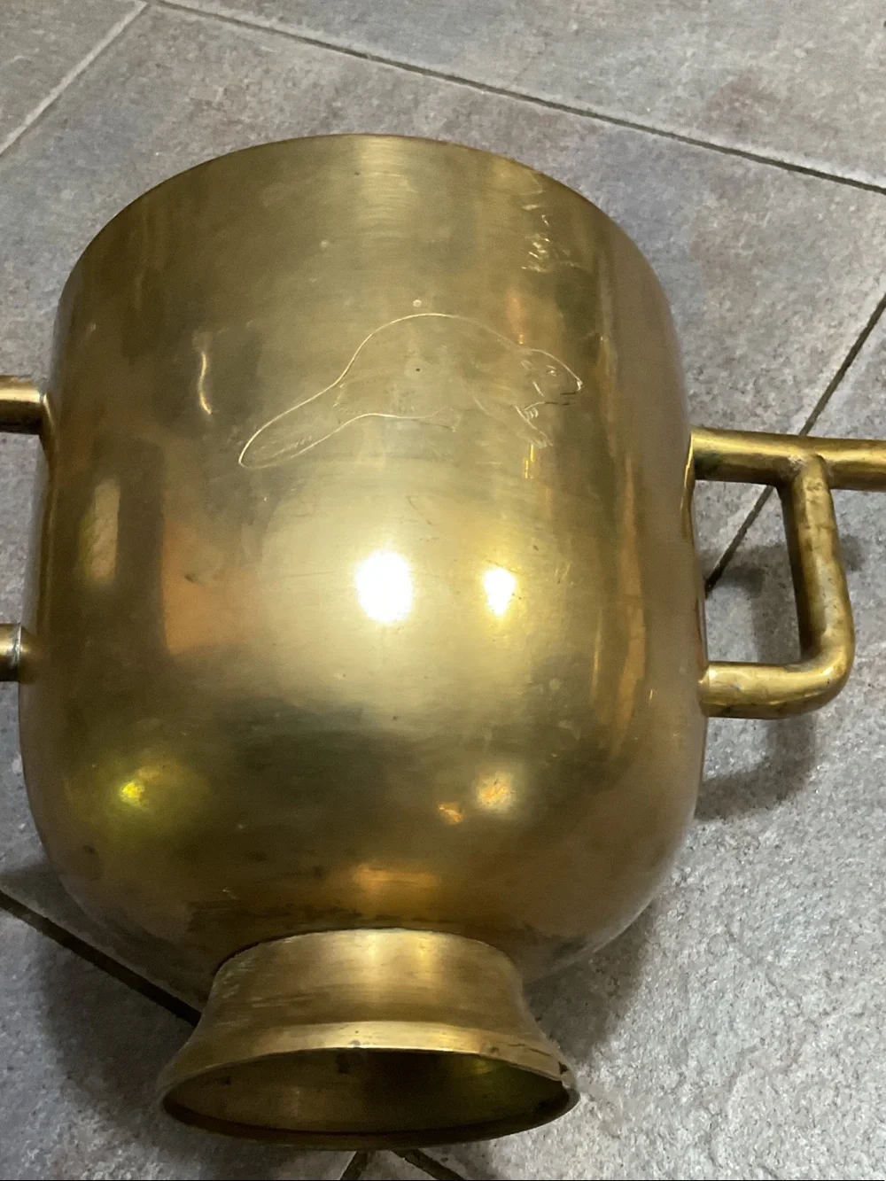 Vintage Brass Two-Handled Trophy Vase with Patina
